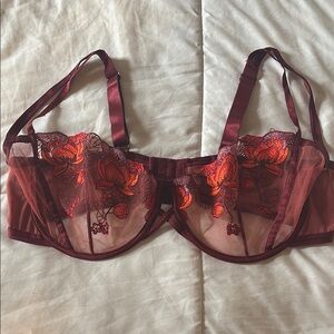 Elegant Burgundy Floral Lace Bra